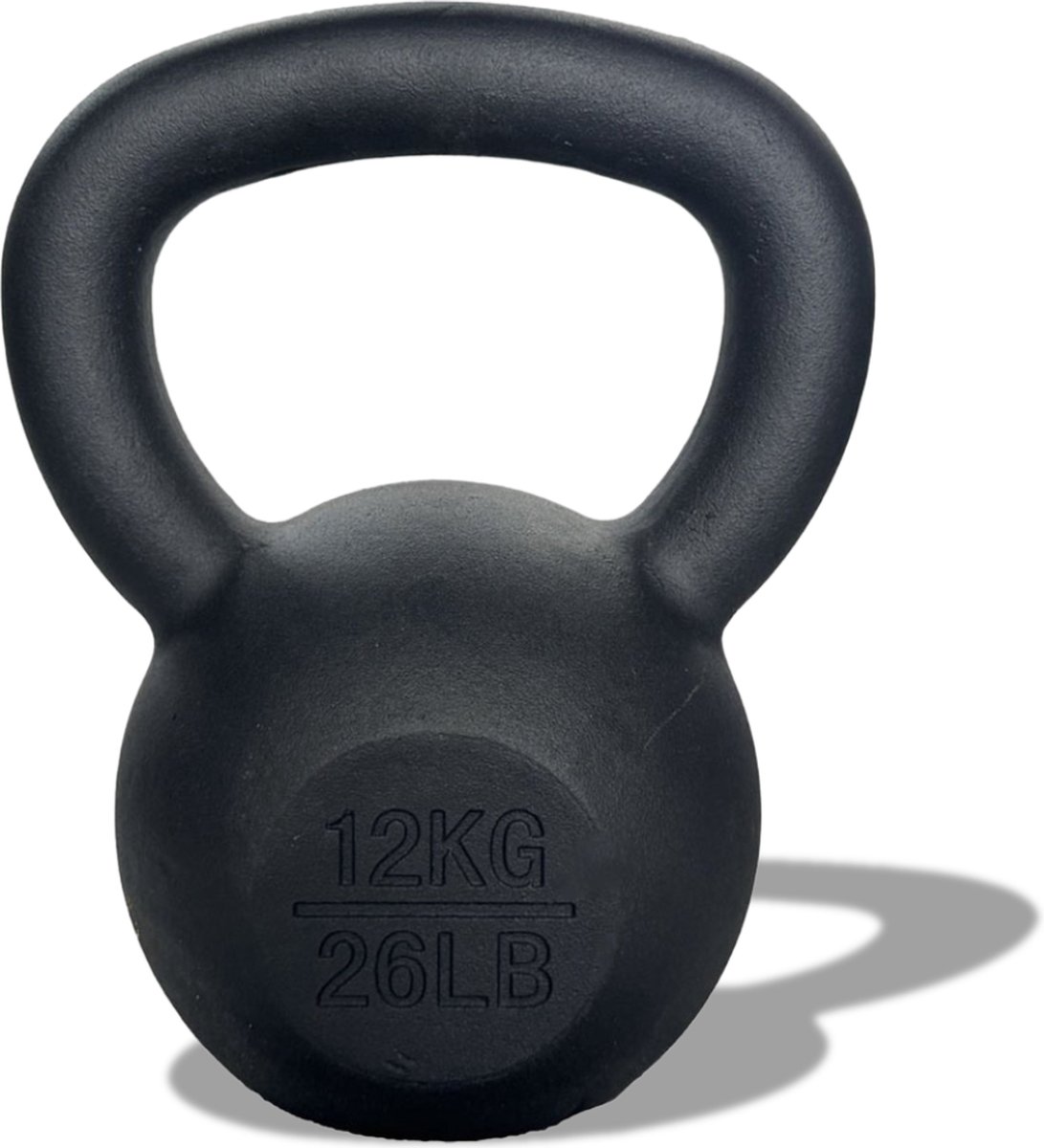 Bol.com AJ-Sports Kettle Bell Pro Gietijzer 12kg - Kettlebell - Gewichten - Krachttraining - Zwart - Fitness - Geschikt voor Cro... aanbieding