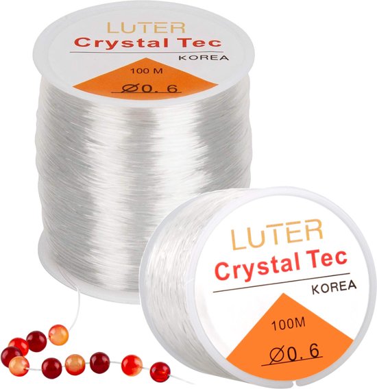 Elastisch draad sieraden 0,6 mm - Hobbydraad - Nylon draad 2 Spoelen - Elastiek Armbandjes Maken 100 m - Elastisch Koord Transparante - Armband elastiek draad voor Hobby