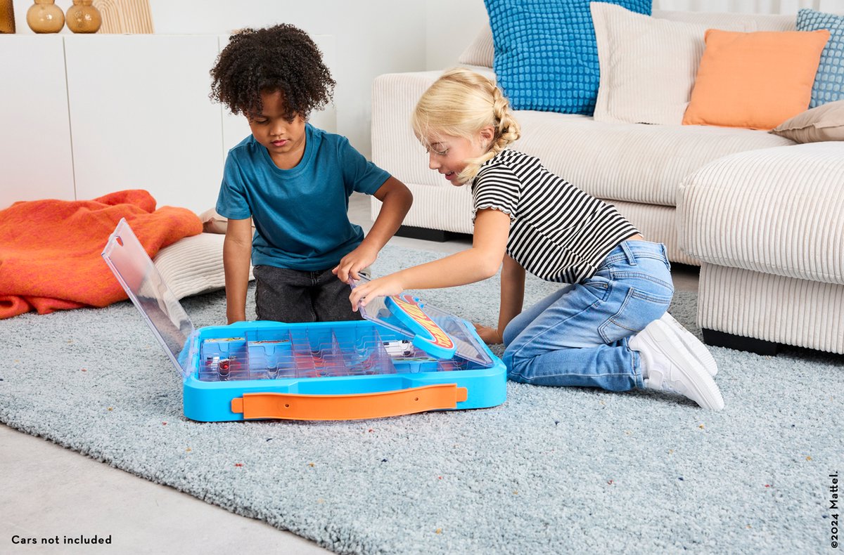 Klein Toys Hot Wheels - verzamelkoffer - vitrine - geschikt voor 54 auto's - blauw oranje — afbeelding 4