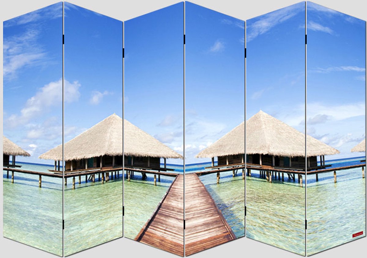 Cosmo Casa Fotokamer Scheidingswand - Kamerscherm - 180x240cm - Strandontwerp Veelkleurig