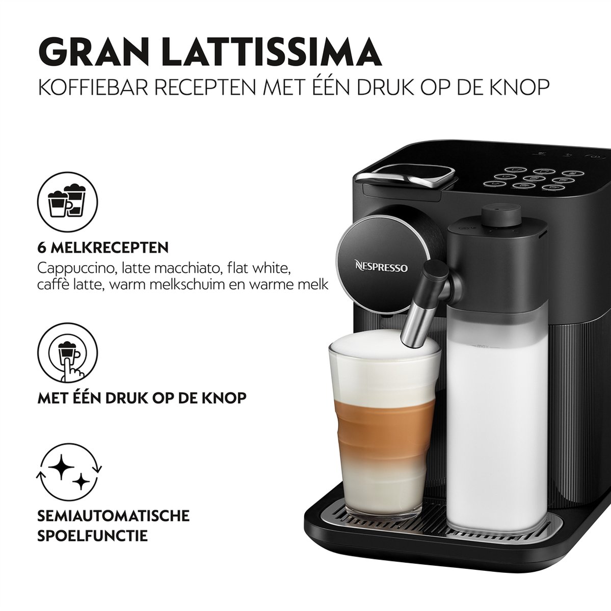 De'Longhi Nespresso Gran Lattissima EN640.B - Koffiecupmachine - Zwart thumbnail 5