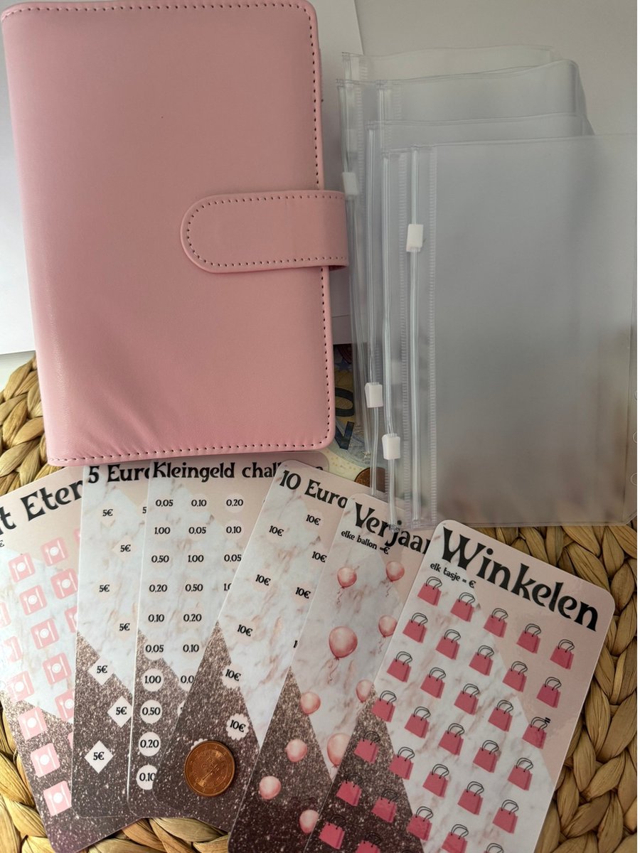 Cash stuffing startpakket roze met Binder