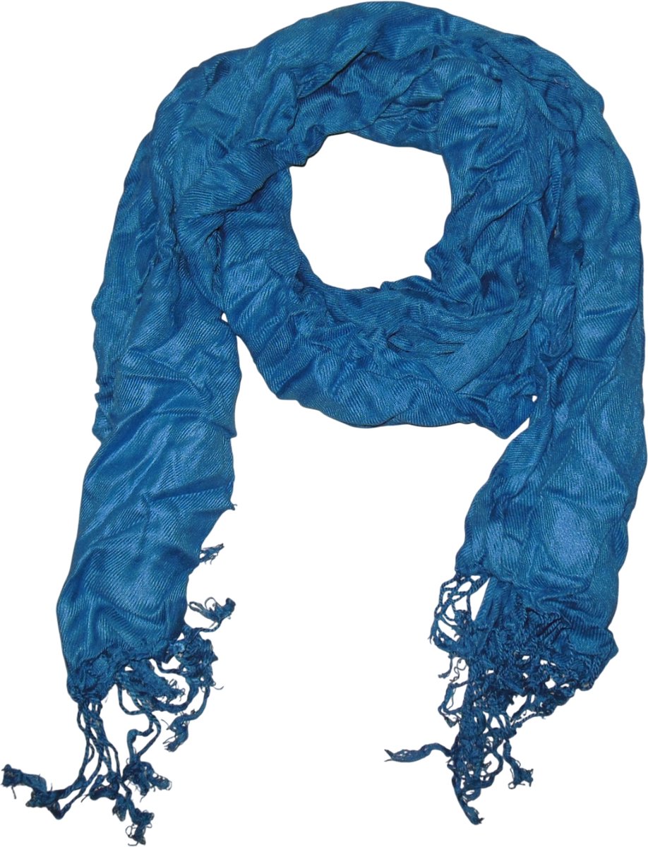 Sjaal blauw met rafels