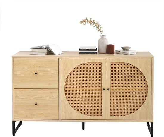 Commode HOMCOM 6 tiroirs meuble de rangement avec tissage