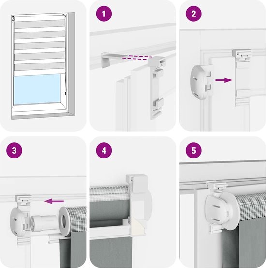 vidaXL - Store enrouleur Zebra - 55x200 - cm - largeur du tissu - 50,9 - cm - polyester - blanc