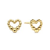New Bling 9NB-1385 Boucles d'oreilles en argent Coeur - Boules - Clips d'oreilles - 7,1x7,4 mm - Cadeau pour elle - Argent - Plaqué or/ Or sur Argent