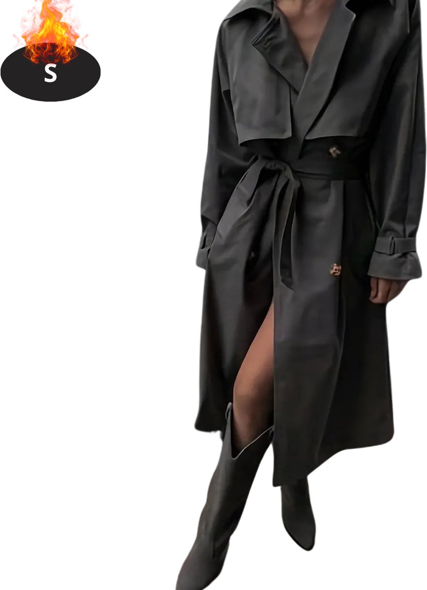 Nivard Mantel Dames Tussenmantel Jas Mantelpakje Trenchcoat Overjas Overcoat Winter Donkergrijs