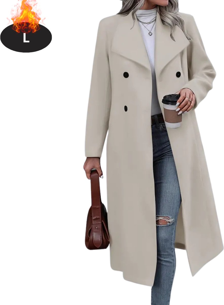 Nivard Mantel Dames Tussenmantel Jas Mantelpakje Trenchcoat Overjas Overcoat Winter Abrikoos