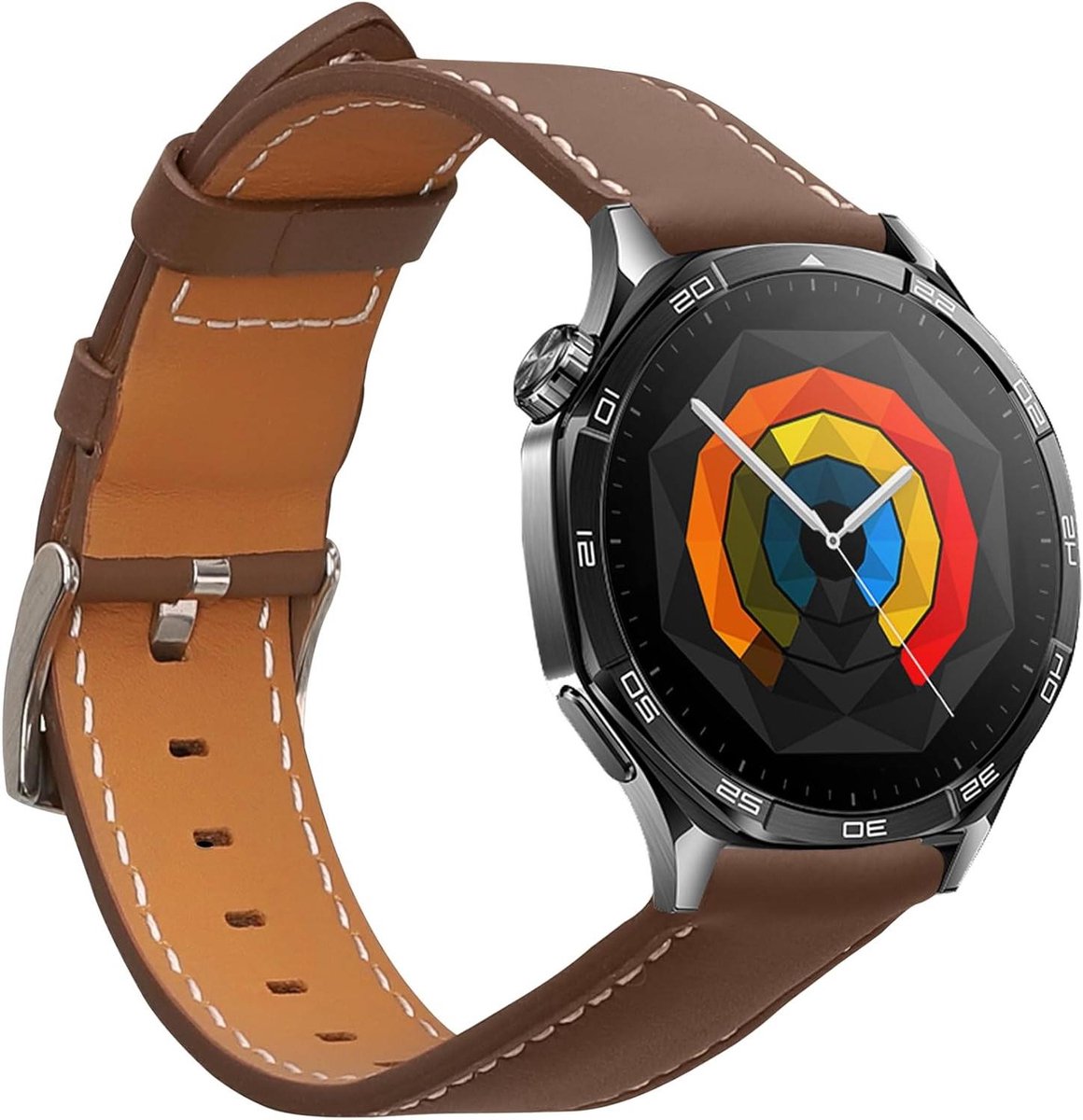 Leren horlogebandje compatibel met Huawei Watch GT5 46mm - GT5 Pro 46mm - polsband voor activity tracker - bruin .