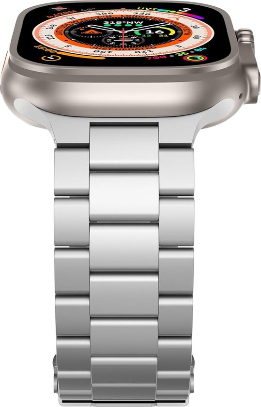 Bracelet réglable en métal titane FFO2World – Argent – ​​Design Classique , ultraléger et hypoallergénique, avec fermoir de sécurité. Compatible avec Apple Watch 49 mm, 46 mm, 45 mm, 44 mm, 42 mm (série 1/2/3), iWatch SE, série 10-1, Ultra 1/2