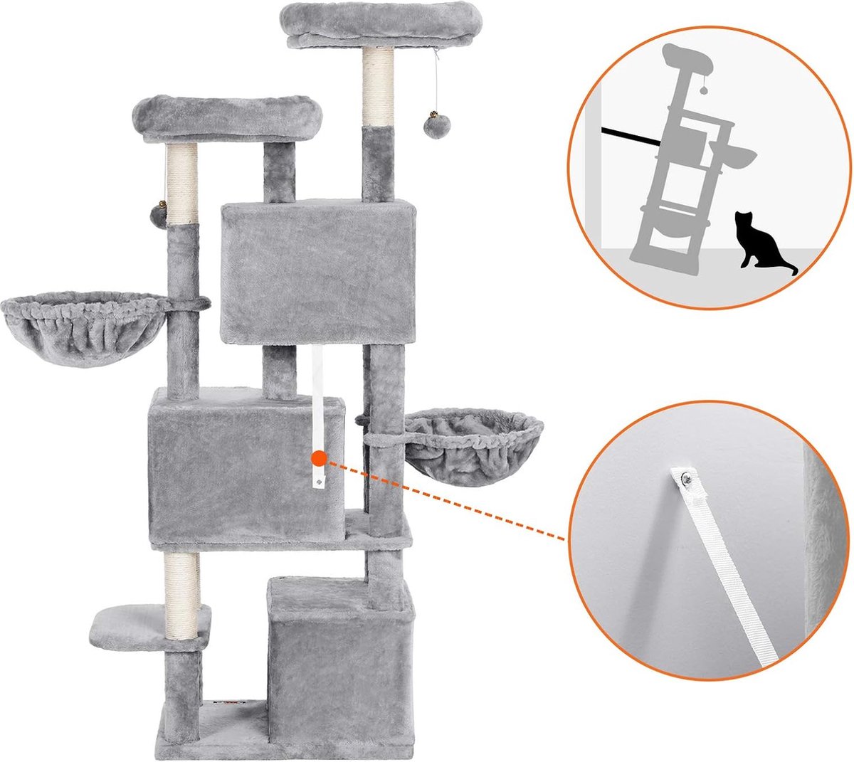 Nancy's Krabpaal XXL - Kattenhuis - 164 cm - Katten Speelhuisje - Kattenboom - Krabpalen — afbeelding 2