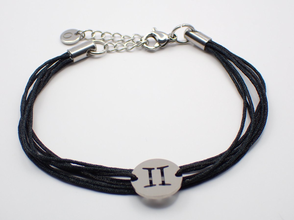 Colure® armband sterrenbeeld Tweelingen zwart koord