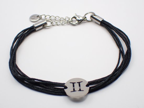 Colure® armband sterrenbeeld Tweelingen zwart koord