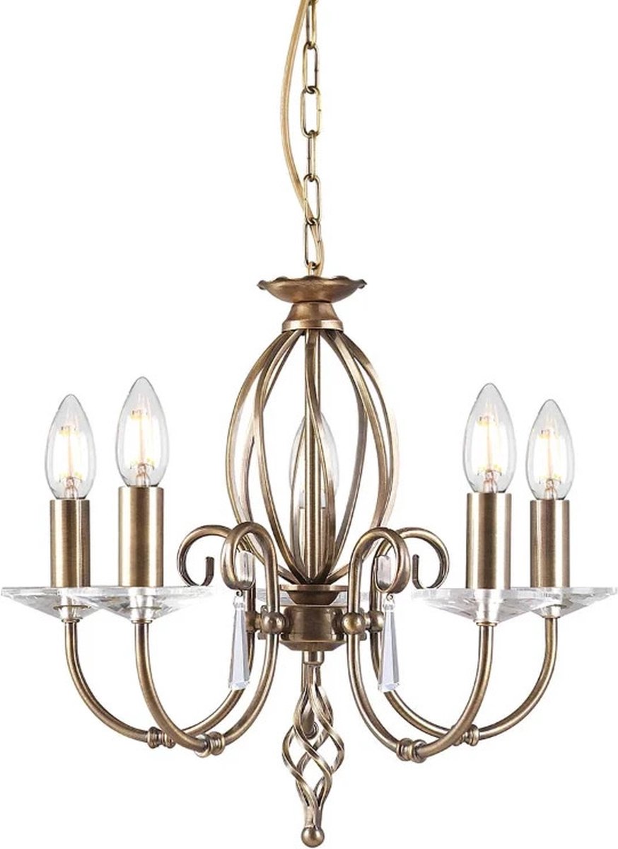 Elstead Lighting LED Kroonluchter | 5X E14 Max 60W | Dimbaar | Aged Brass