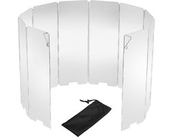 Kachel Winddeflector - Camping Kachel Winddeflector - 10-pack - Lichtgewicht opvouwbare picknickkachel winddeflector voor buiten - met trekkoordtas - voor kamperen, backpacken, butaangasfornuis en alcoholfornuis