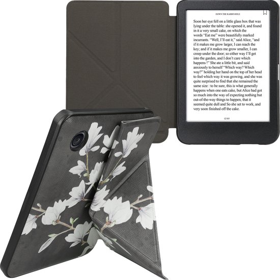 kwmobile e-reader hoesje geschikt voor Kobo Clara BW / Colour hoes - Ereader flip case met standaard - E reader cover van kunstleer - In taupe / wit / donkergrijs van kwmobile — afbeelding 3