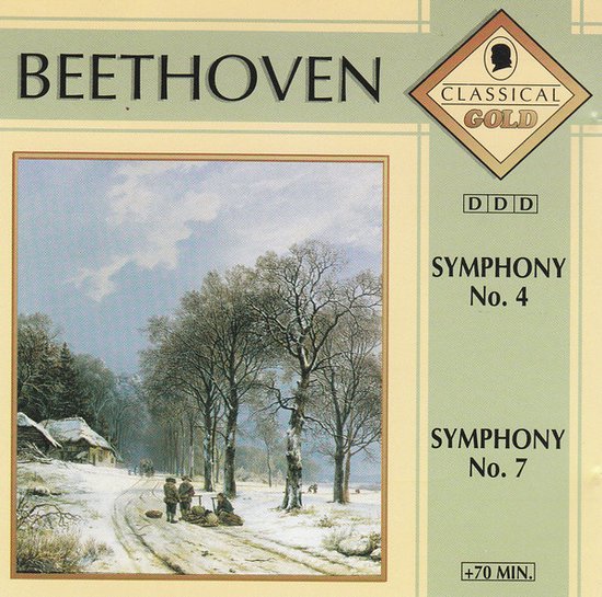 Beethoven Classical Gold: Symfonie nr. 4 en Symfonie nr. 7. Met een winterlandschap schilderij.