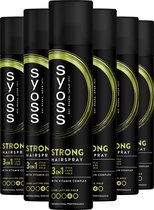 Syoss Strong - Haarspray - Styling, Verzorging en Herstel - Vochtbestendig - Sterke Fixatie - Natuurlijk Hold - 48u Style-controle - Voordeelverpakking - 6x300 ml