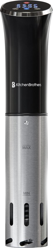 KitchenBrothers Sous Vide Stick - tot 95°C - Ingebouwde Timer - Precisie koker - BPA-vrij - 1200W - Zwart/RVS