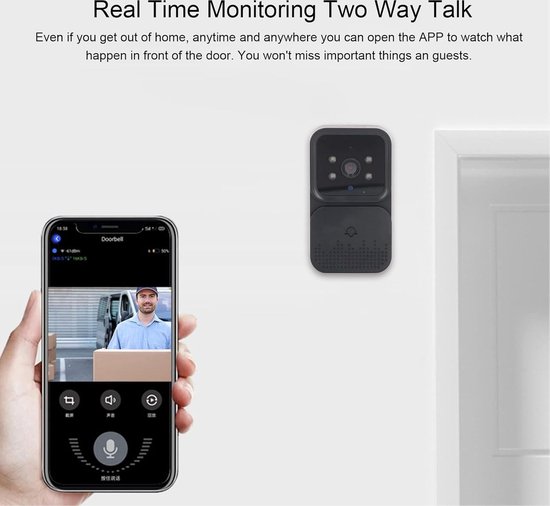 Smart Video Deurbel Camera Draadloos - Met Draadloze Gong - WiFi Beveiligingscamera's voor Thuis - Intercom met Tweeweg Audio en Nachtzicht . van Securepoint — afbeelding 2