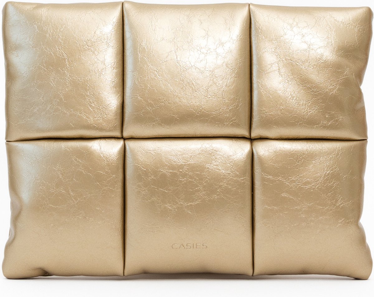 Casies Puffy Laptop sleeve hoes 13 Inch - Metallic Goud - Gewatteerde laptophoes - Geschikt voor o.a. Macbook Air