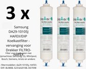 3 x filtres de réfrigérateur Samsung DA29-10105J HAFEX/EXP - remplacement pour Drekker FILTRO-HAFEX, modèles de filtres : da29-10105j, HAFEX-EXP, BL9808, 5231JA2010B, DD7098
