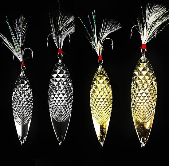 OriGlam 5 Stks Metalen VIB Lokken Hard Aas Vislokken, Levensechtige Swimbait Vislepels, 3D Ogen Vissen Spinner Bass met Treble Haken voor Bass Snoekbaarzen Forel Roodbaars Zoetwater Zoutwater