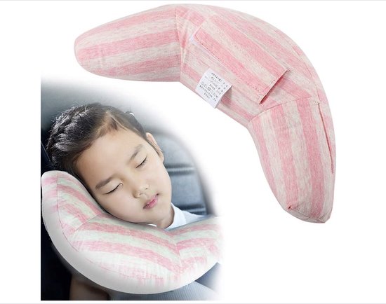 Coussin de siège de voiture - Coussin de voyage pour Enfants Sécurité pour siège d'auto pour enfant Appui-tête Coussin de voyage pour siège d'auto pour enfant (Rose)