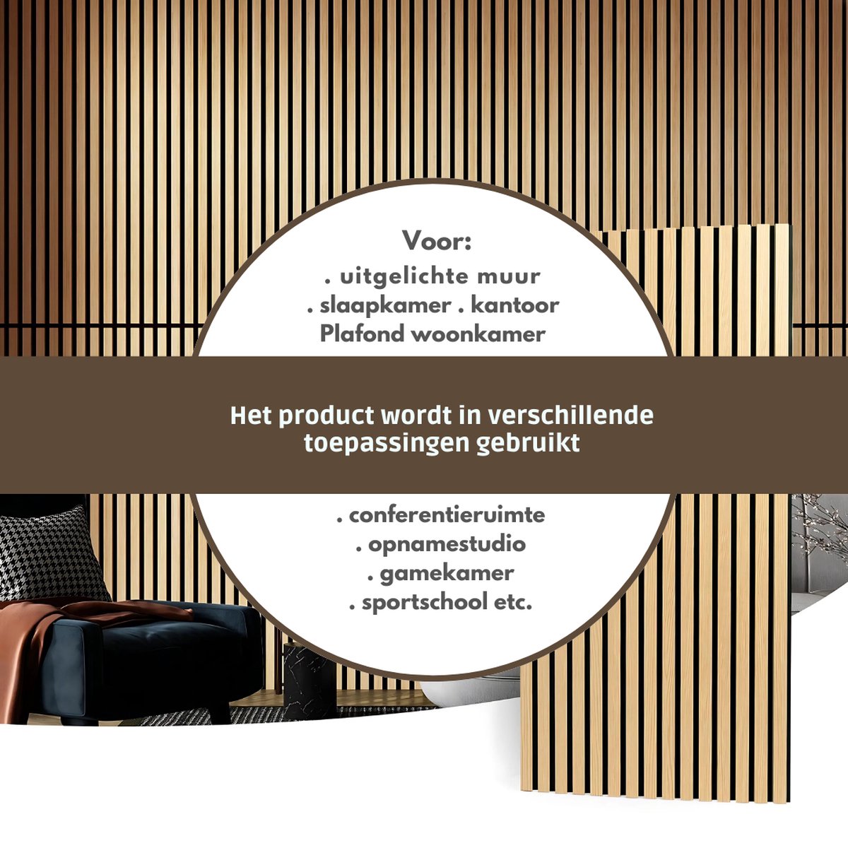 JSSZWYP AKK-STAVE akoestische panelen hout 60x60 cm (set van 4, 1,44 m²) - Akoestische panelen & houten panelen voor geluidsisolatie | 3D panelen voor