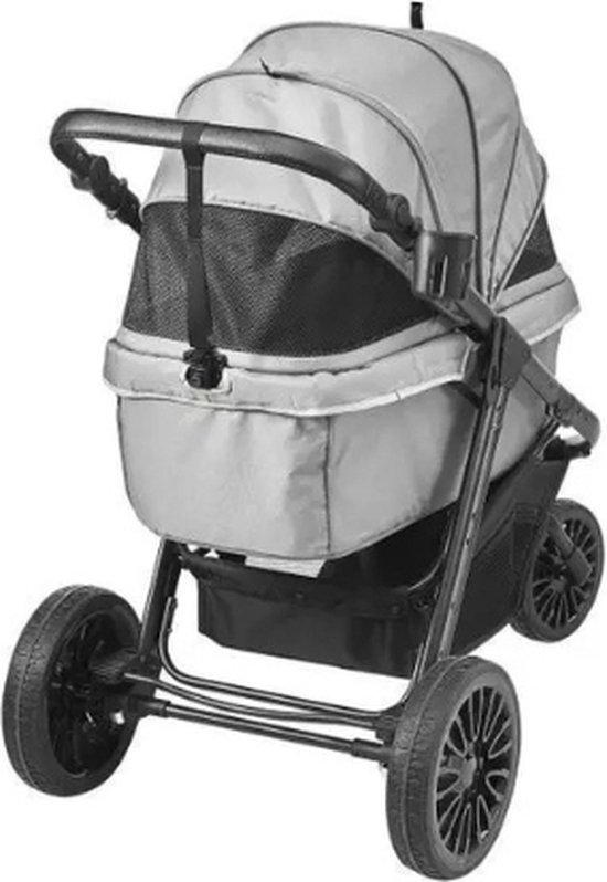 Foto: Hipet inklapbare dubbele hondenbuggy duo tot 20kg per zitting zwart grijs