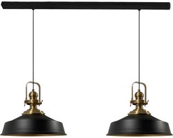 Bamyum Hanglamp Eettafel Zwart 2-Lichts 41cm Metaal, Hanglamp Eettafel Woonkamer, Industriële Vintage Hanglamp, Keukenlamp Vintage, Rode Pendellamp