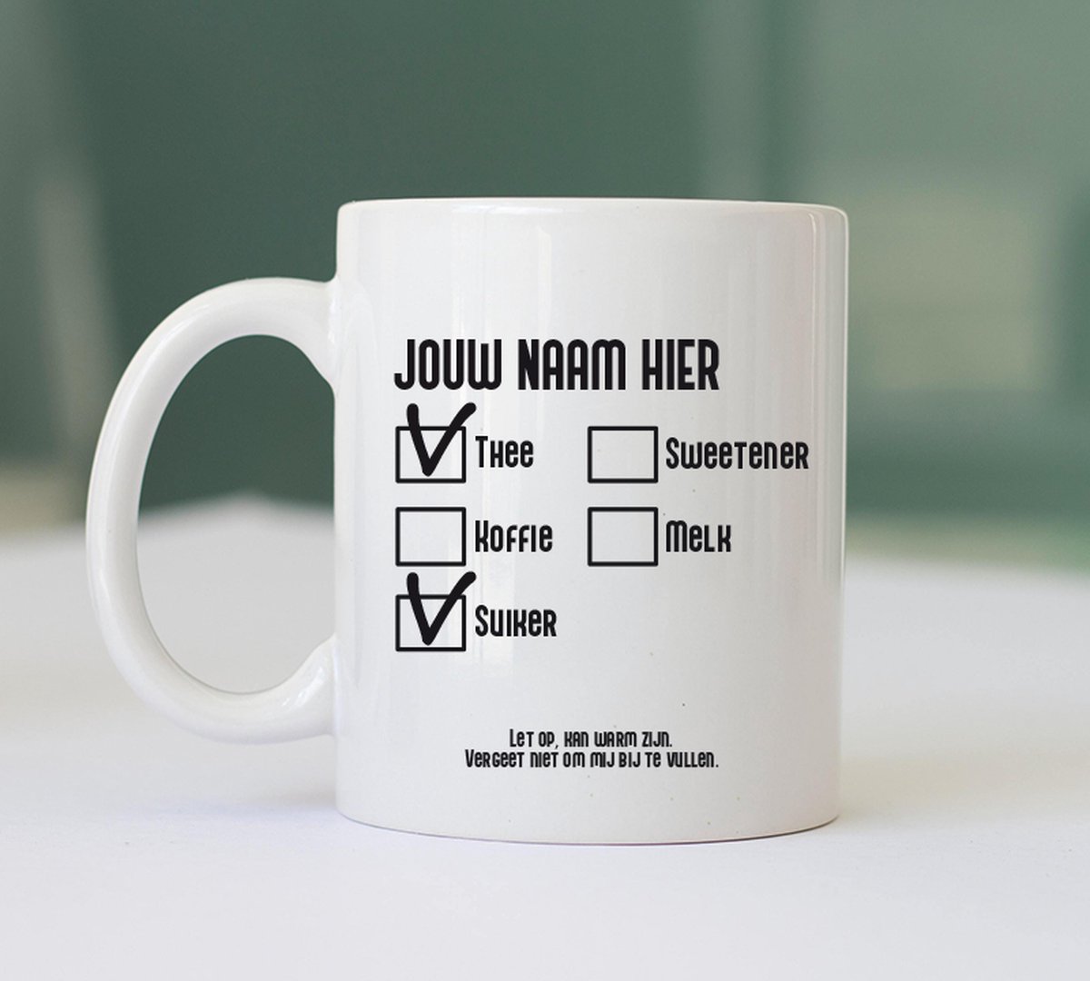 Mok met Eigen foto of Logo " Thee - Suiker " - Kantoor Accessoires - Kantoor Artikelen - Mok met Eigen Foto