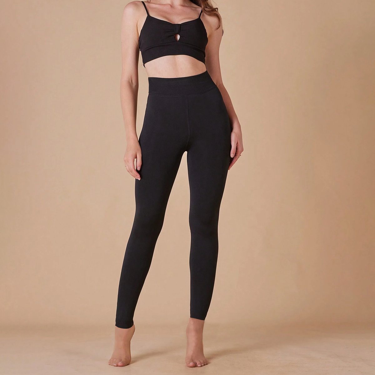 Dames Legging - Fleece Legging - Zwart - Warm - 300G - Maat XL-3XL