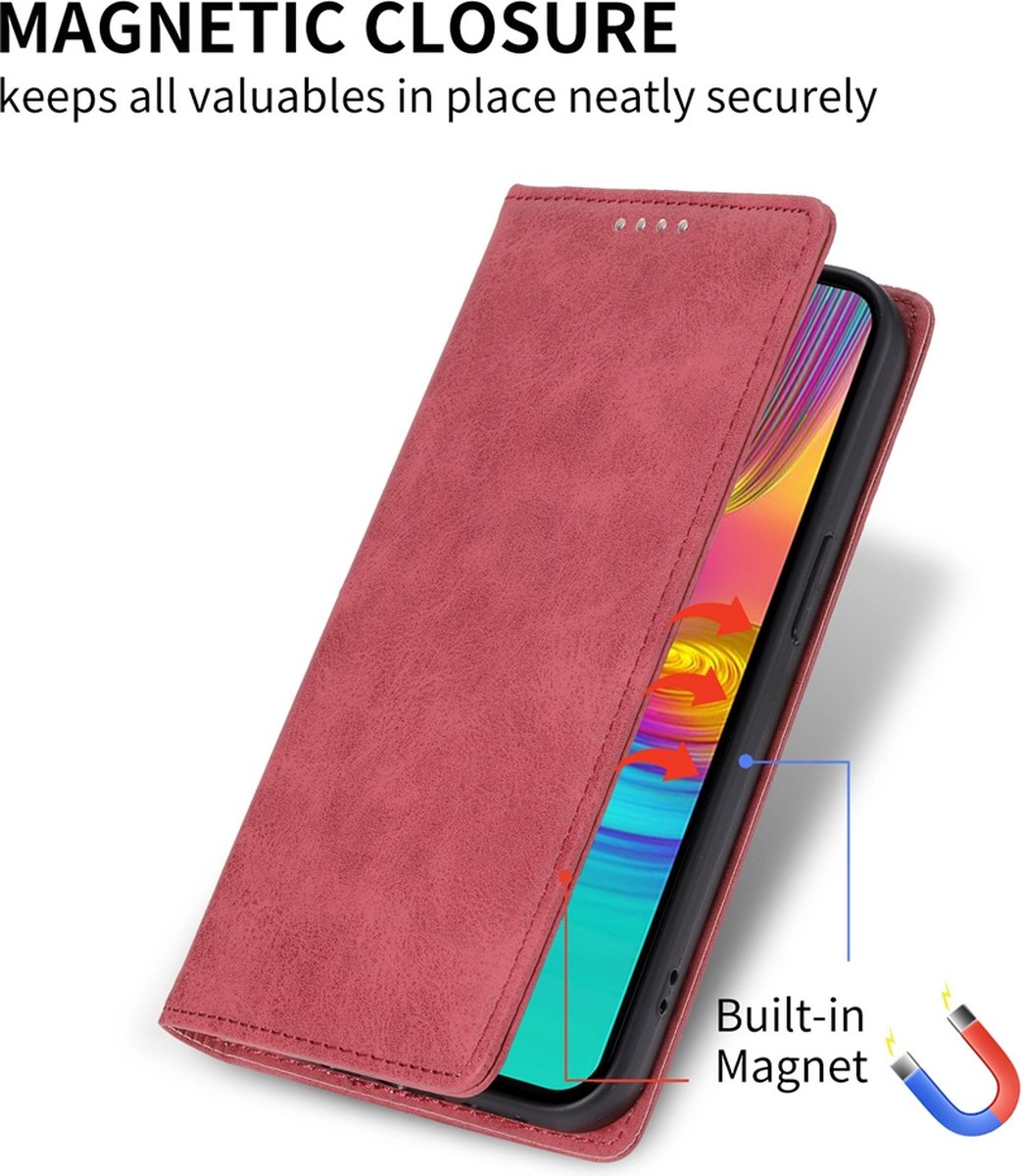 Mobigear Telefoonhoesje geschikt voor Samsung Galaxy A16 Hoesje | Mobigear Wallet Bookcase Portemonnee | Pasjeshouder voor 1 Pasje | Telefoonhoesje voor Pinpas / OV Kaart / Rijbewijs - Rood