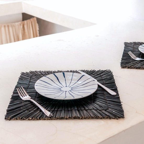HENDI Set van 6 bruine placemats – geweven PVC – antislip – 450x300 mm
