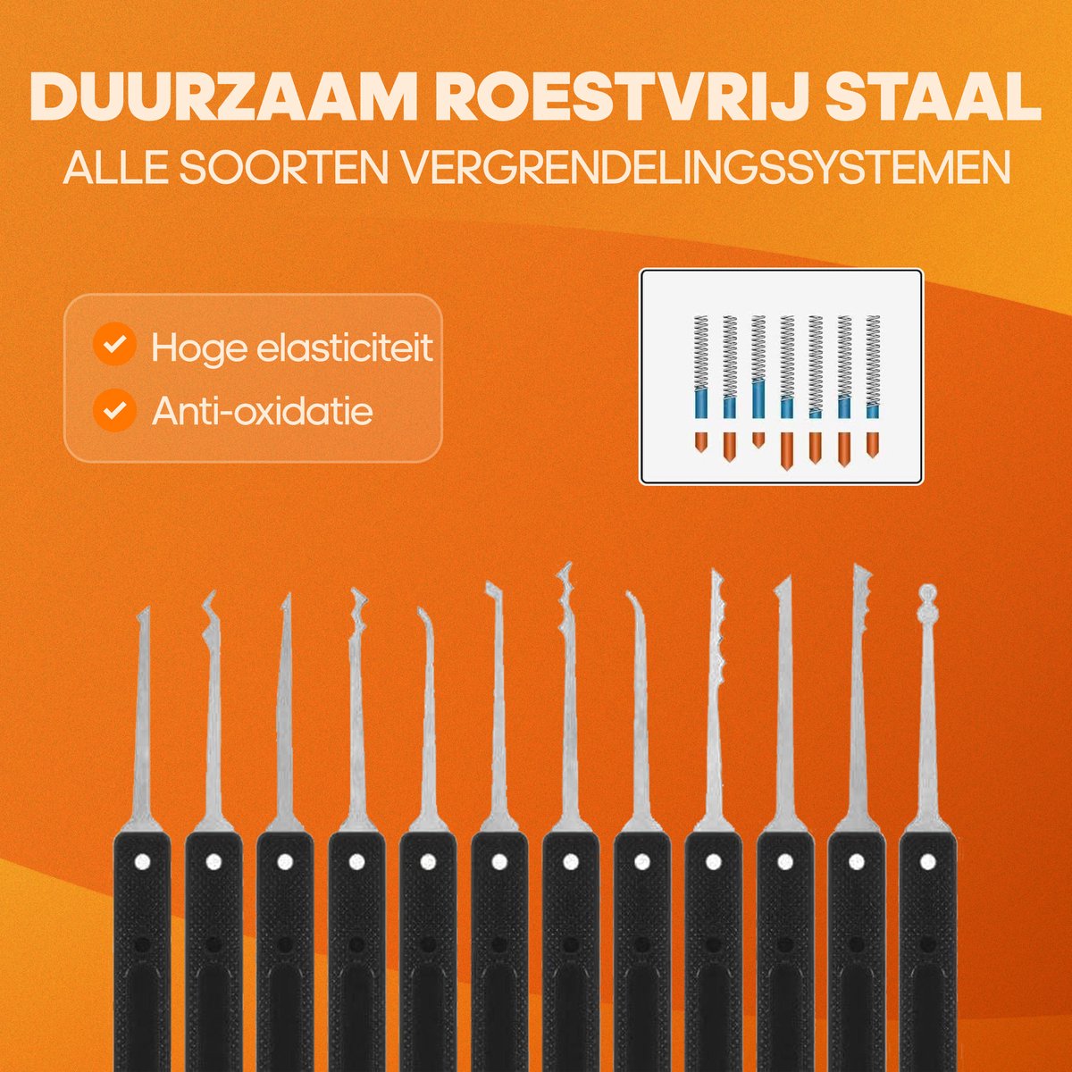 Templify Lockpick oefenset 46-delig - voor beginners en gevorderden - 4 doorzichtige sloten — cadeau in Hobby - foto 7