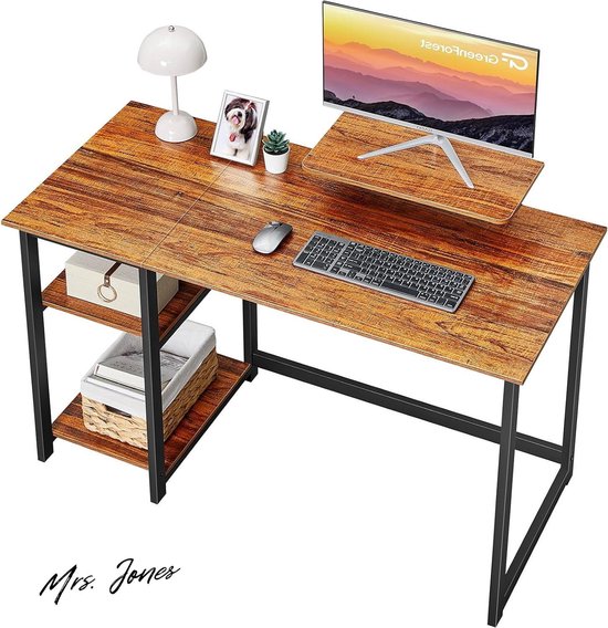 KHiry Desktop Boekenplank Kantoor Bureau Boekenplank,Desktop Office Opbergrek Hout Metal,Verstelbare Vintage Bureau Opslag Plank 2-Tier FANJIANI