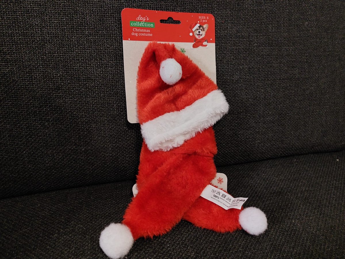 Kerst Hondenpakje - 2-delig | Maat S - Kerst Hondenmutsje en Hondensjaaltje - Tweedelige Kerstset Honden - Honden Kerstpakje