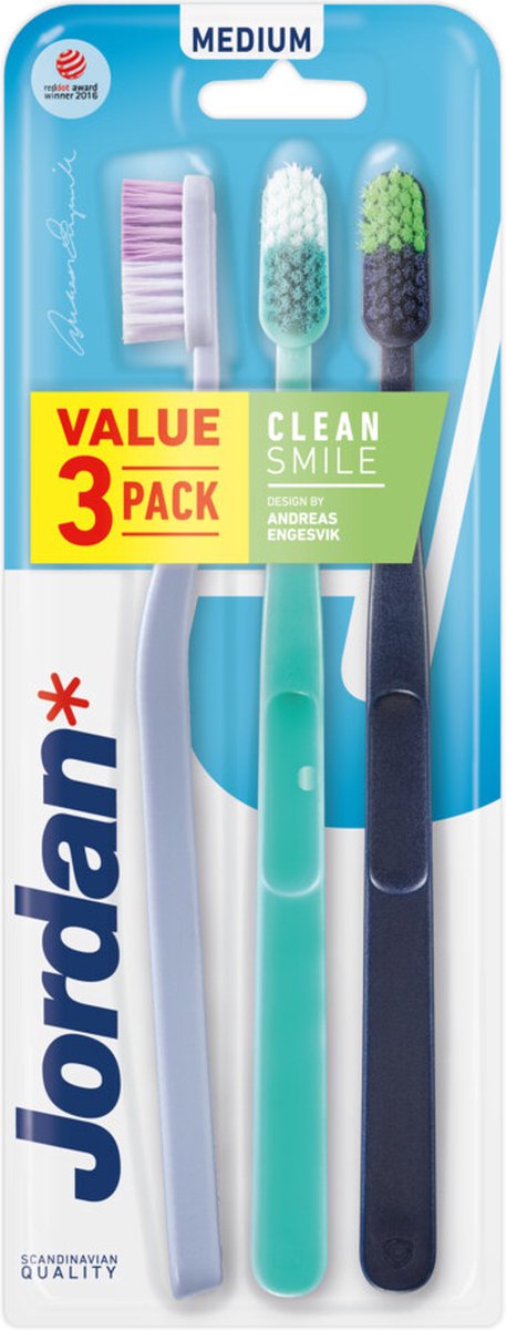 Jordan Tandenborstel Clean Smile Medium 3 stuks