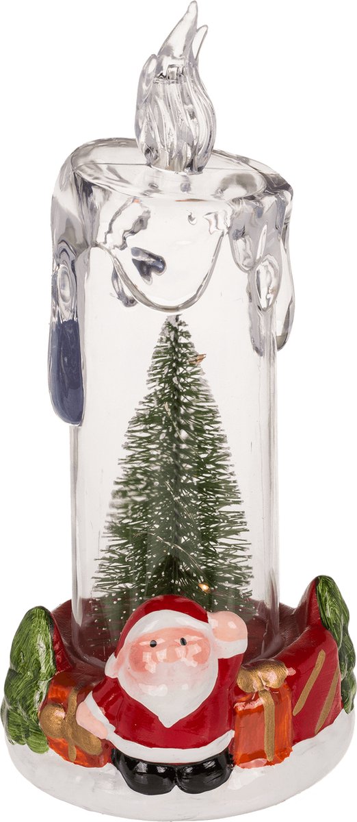 LED kerst kaars met kerstboom en kerstman