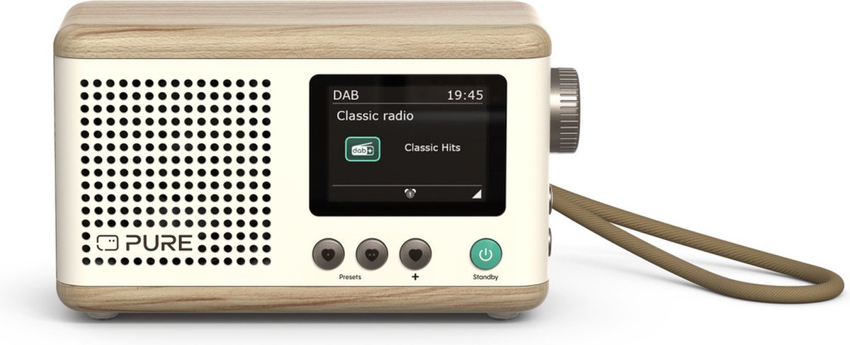 Pure Classic Mini - The Charming Portable Digital Radio, Cotton White/Oak
