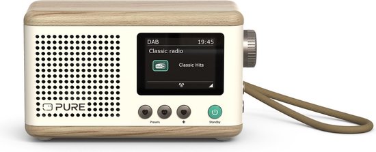 Pure Classic Mini - La charmante Radio Digital portable, Cotton White/chêne