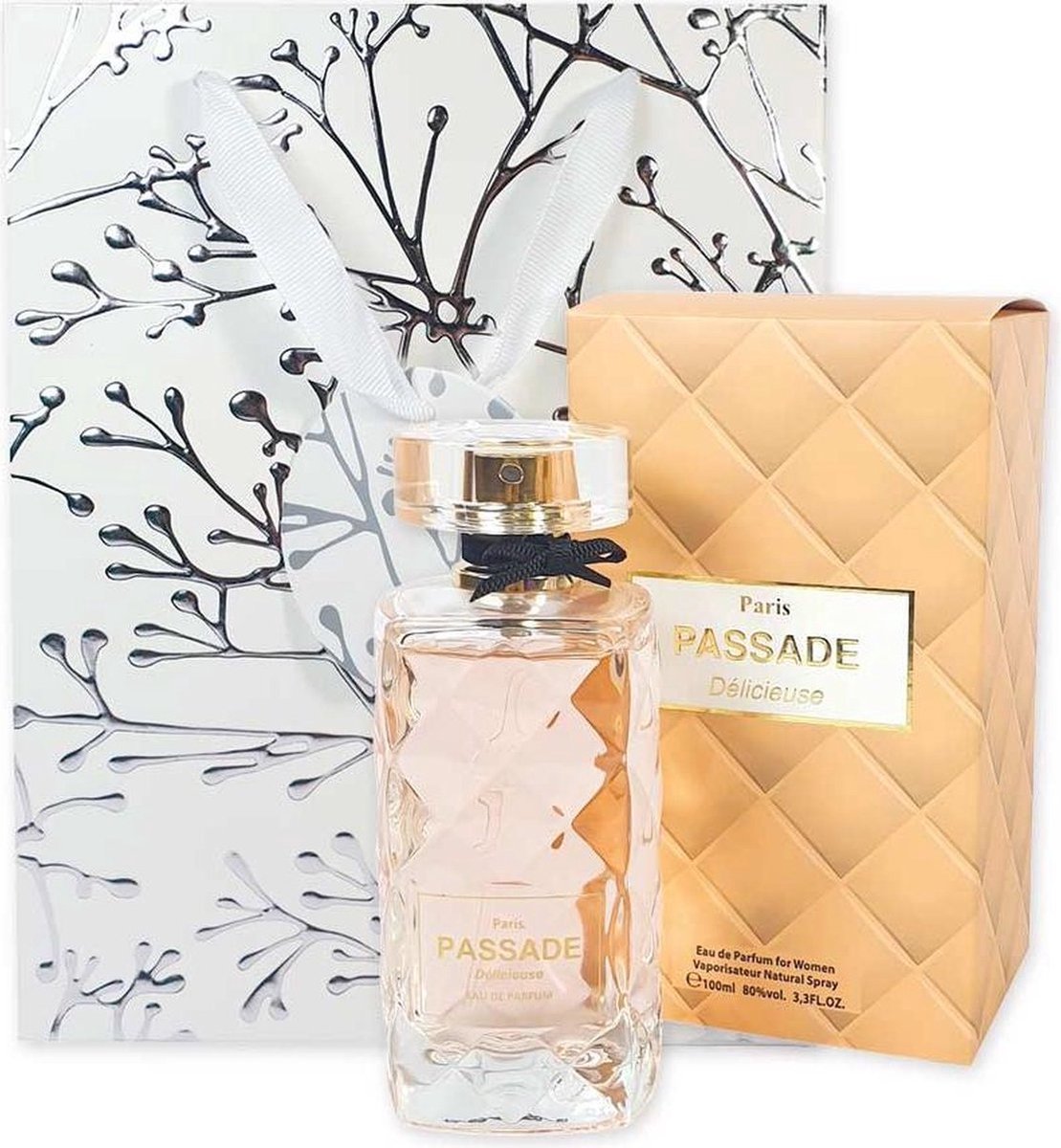 Goedkoopste CADEAU AANBIEDING, Parfum Passade Delicieuse Paris een heerlijke geur met Musk, en Vanille met GRATIS Handtasverstuiver.