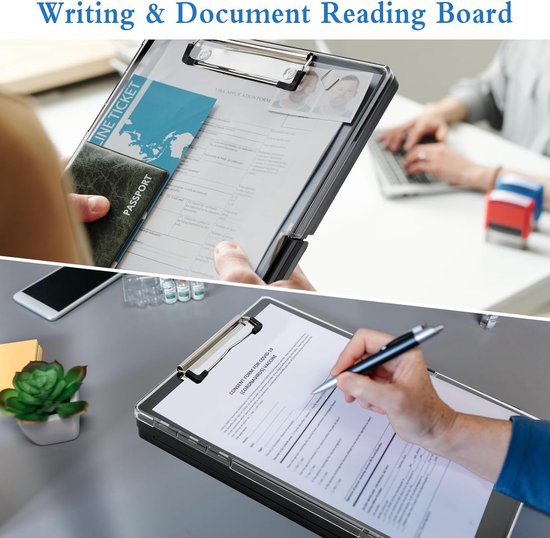Goodivery ® Tableau d'écriture de rangement en plastique A4 avec couvercle et option de suspension