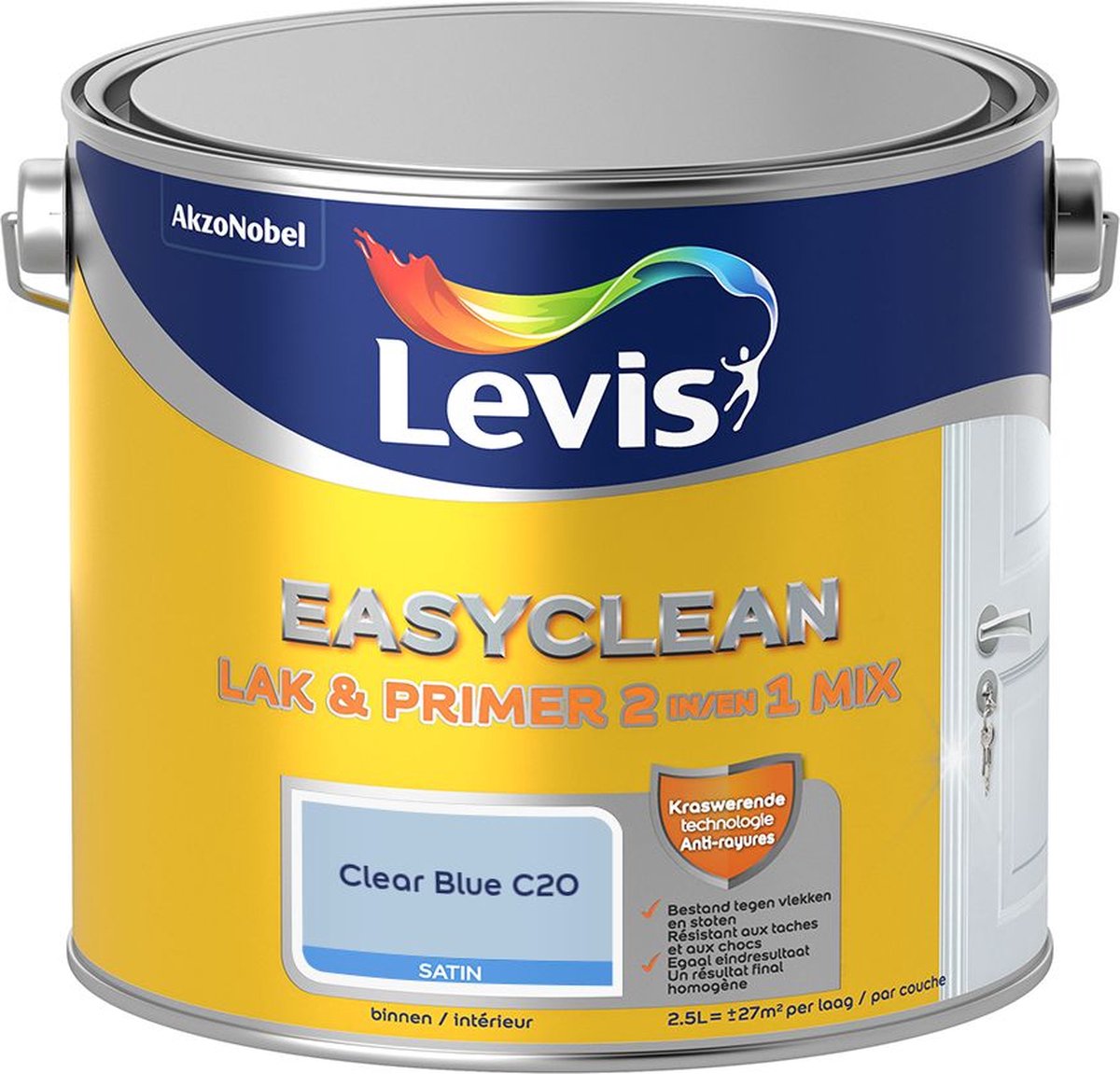 Levis - Easyclean Lak & Primer 2-In-1 Mix - Clear Blue C20 - Mengverf - 2,5 L