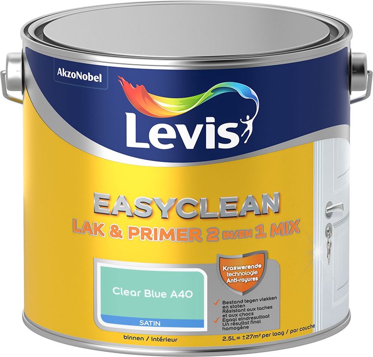 Levis - Easyclean Lak & Primer 2-In-1 Mix - Clear Blue A40 - Mengverf - 2,5 L