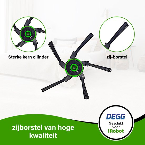 Zwarte zijborstel met groene details, getoond met close-up van het sterke kern cylinder en de borstelharen.