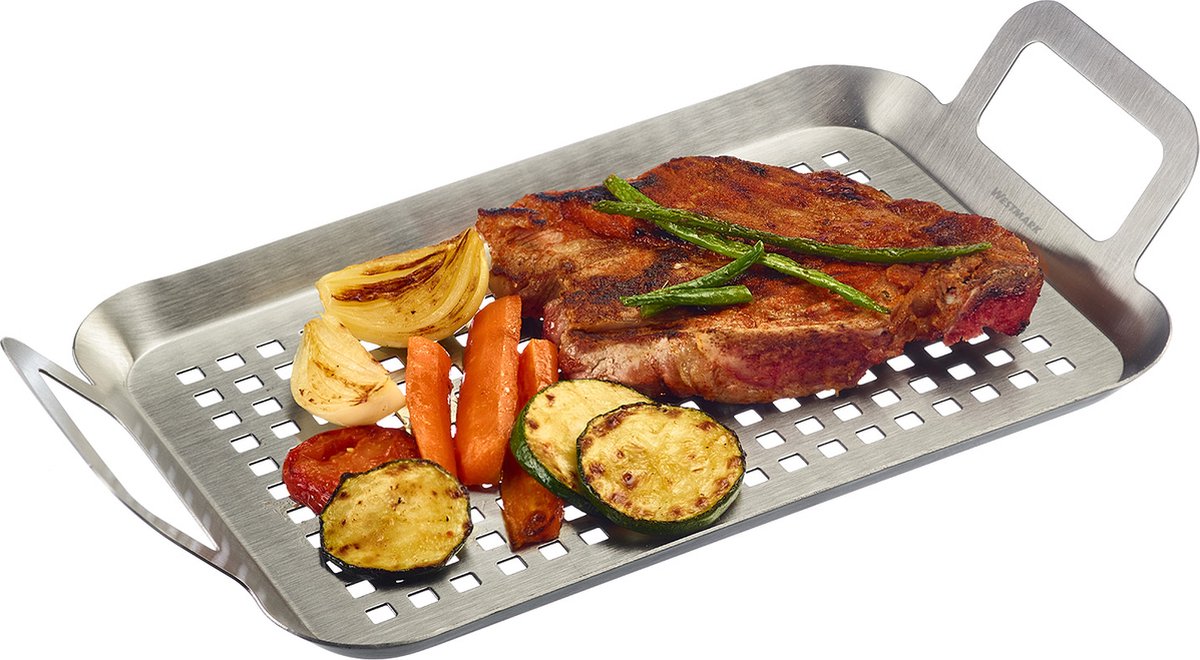 Westmark Grillpan plat & compact – praktisch voor het grillen van groenten, vlees en andere lekkernijen, duurzaam, vaatwasmachinebestendig – roestvrij staal