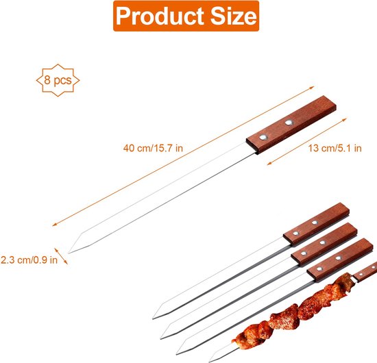 205 inch 52 cm grote roestvrijstalen braziliaanse stijl bbq spiesjes lange handvat barbecue vork shish kebab turkse grills spies - 2 stukken - 2 stukken kopen? | Korting tot 62