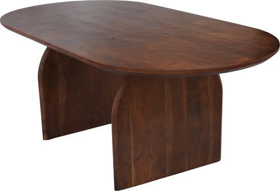 Table à Manger Ovale Sky - Bois d'Acacia Noyer - 200cm